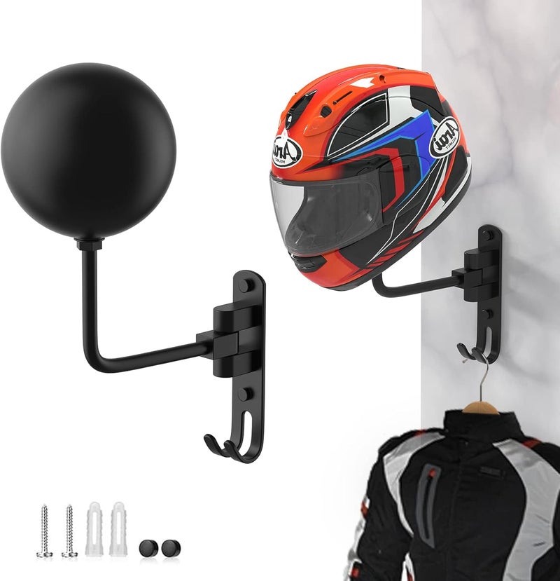 LIFXIZE Helmet Hanger Wall Mount 180° Swivel Helmet Holder for Motorcycle Bike Racing Outerwear Sports Gear - Image 1